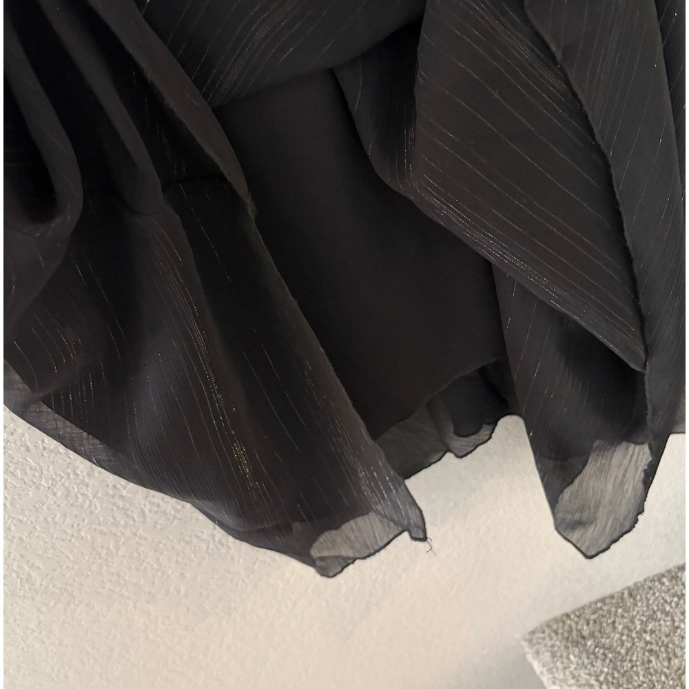 Bisou Bisou Black Metallic Pinstripe Smocked Waist Handkerchief Hem Dress SIZE 8 - Picture 6 of 9